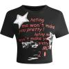 imageSOLY HUX Womens Y2K Graphic Crop Top Short Sleeve Sexy Cute TShirts Tee Crop TopBlack Graphic