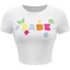 imageSOLY HUX Womens Y2K Graphic Crop Top Short Sleeve Sexy Cute TShirts Tee Crop TopWhite Flower