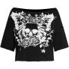 imageSOLY HUX Womens Y2K Grunge Shirts Short Sleeve Off Shoulder Crop Graphic Tees Goth Skull TopsBlack Skeleton
