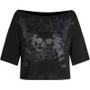 imageSOLY HUX Womens Y2K Grunge Shirts Short Sleeve Off Shoulder Crop Graphic Tees Goth Skull TopsBlack Skull