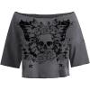 imageSOLY HUX Womens Y2K Grunge Shirts Short Sleeve Off Shoulder Crop Graphic Tees Goth Skull TopsGrey Graphic
