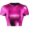 imageSOLY HUX Womens Y2k Metallic Tee Mock Neck Short Sleeve Crop Tops T ShirtSolid Hotpink
