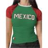 imageSOLY HUX Womens Y2k Mexico Graphic Tees Short Sleeve Letter Print Color Block Crop Tops T ShirtGreen Letter
