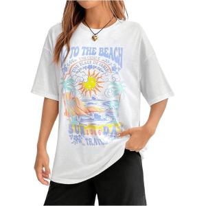 imageSOLY HUX Womens Graphic Tees Cute Print Short Sleeve Tee Preppy Clothes Casual Vintage Summer Oversized T Shirt TopWhite Letter Graphic
