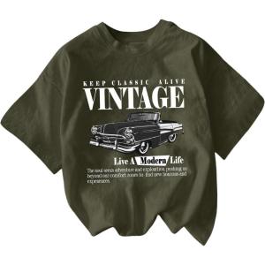 imageSOLY HUX Womens Letter Graphic Tees Drop Shoulder Short Sleeve Crew Neck Casual T Shirt TopsArmy Green Car