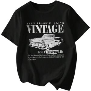 imageSOLY HUX Womens Letter Graphic Tees Drop Shoulder Short Sleeve Crew Neck Casual T Shirt TopsBlack Car