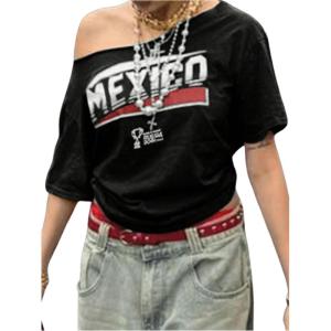 imageSOLY HUX Womens Letter Graphic Tees Off Shoulder Short Sleeve Asymmetrical Neck Loose T Shirt TopsBlack Letter