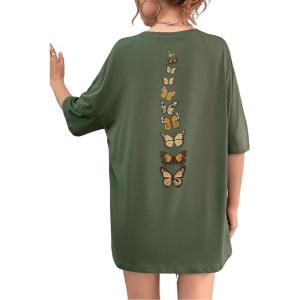 imageSOLY HUX Womens Oversized T Shirts Graphic Tees Casual Vintage Summer Tops Half Sleeve ShirtsArmy Green