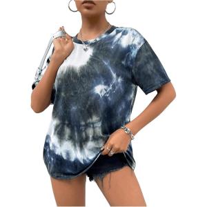 imageSOLY HUX Womens Tie Dye Shirt Short Sleeve Round Neck Tees Casual T Shirts Summer TopsBlack and White Tie Dye