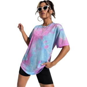 imageSOLY HUX Womens Tie Dye Shirt Short Sleeve Round Neck Tees Casual T Shirts Summer TopsBlue Tie Dye