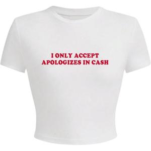 imageSOLY HUX Womens Y2K Graphic Crop Top Short Sleeve Sexy Cute TShirts Tee Crop TopLetter White