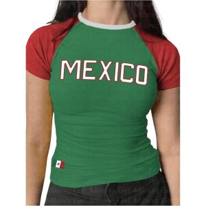 imageSOLY HUX Womens Y2k Mexico Graphic Tees Short Sleeve Letter Print Color Block Crop Tops T ShirtGreen Letter
