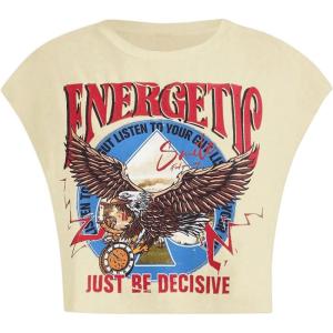 imageSOLY HUX Womens Y2k Vintage Graphic Short Sleeve Tee Tops Crew Neck Crop Tops for Summer Going Out T ShirtsApricot Eagle