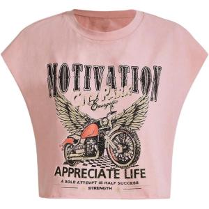 imageSOLY HUX Womens Y2k Vintage Graphic Short Sleeve Tee Tops Crew Neck Crop Tops for Summer Going Out T ShirtsPink Letter Graphic