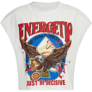 imageSOLY HUX Womens Y2k Vintage Graphic Short Sleeve Tee Tops Crew Neck Crop Tops for Summer Going Out T ShirtsWhite Eagle Plus