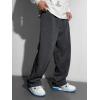 imageSOLY HUX Boys Sports Athletic Sweatpants Wide Leg Casual Fall Letter Elastic Waist Baggy PantsDark Grey