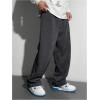 imageSOLY HUX Boys Sports Athletic Sweatpants Wide Leg Casual Fall Letter Elastic Waist Baggy PantsDark Grey Letter