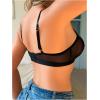 imageSOLY HUX Bras for Women PU Leather Bra Contrast Mesh Comfort BralettePure Black