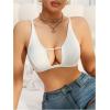 imageSOLY HUX Bras for Women PU Leather Bra Contrast Mesh Comfort BraletteSolid White