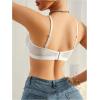 imageSOLY HUX Bras for Women PU Leather Bra Contrast Mesh Comfort BraletteSolid White