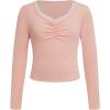 imageSOLY HUX Girls 2 Piece Outfit Lace Ruched Long Sleeve T Shirt and Bow Flare Pants Y2k SetMulti Color