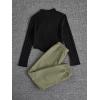 imageSOLY HUX Girls 2 Piece Outfits Graphic Mock Neck Long Sleeve Tee Tops and Cargo Pants SetArmy Green Star