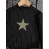 imageSOLY HUX Girls 2 Piece Outfits Graphic Mock Neck Long Sleeve Tee Tops and Cargo Pants SetArmy Green Star