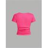 imageSOLY HUX Girls 3 Piece Summer Ruched Short Sleeve V Neck Tee T Shirts Basic Fitted Tops Cute ClothesHot Pink White Black