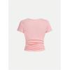 imageSOLY HUX Girls 3 Piece Summer Ruched Short Sleeve V Neck Tee T Shirts Basic Fitted Tops Cute ClothesPink Grey Black