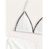 imageSOLY HUX Girls 3 Piece Swimsuit Halter Bathing Suit Contrast Binding Textured Bikini Set with Cover Up SkirtWhite Textured