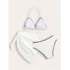 imageSOLY HUX Girls 3 Piece Swimsuit Halter Bathing Suit Contrast Binding Textured Bikini Set with Cover Up SkirtWhite Textured
