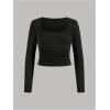 imageSOLY HUX Girls 3 Piece T Shirt Ruched Square Neck Long Sleeve Tee Slim Fit Solid TopsMulticoloured