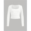 imageSOLY HUX Girls 3 Piece T Shirt Ruched Square Neck Long Sleeve Tee Slim Fit Solid TopsMulticoloured