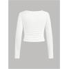 imageSOLY HUX Girls 3 Piece T Shirt Ruched Square Neck Long Sleeve Tee Slim Fit Solid TopsMulticoloured