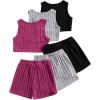 imageSOLY HUX Girls 6 Piece Outfits Summer Sleeveless Tank Tops and Shorts Clothing SetsMulticoloured