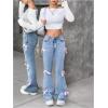 imageSOLY HUX Girls Bow Flare Jeans Skinny High Waisted Stretchy Cute Denim Pants
