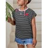 imageSOLY HUX Girls Cute Striped T Shirts Short Sleeve Heart Casual Teen Tee Tops Preppy ClothesBlack Striped