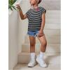 imageSOLY HUX Girls Cute Striped T Shirts Short Sleeve Heart Casual Teen Tee Tops Preppy ClothesBlack Striped