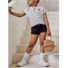 imageSOLY HUX Girls Cute Striped T Shirts Short Sleeve Heart Casual Teen Tee Tops Preppy ClothesGrey Striped