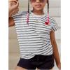 imageSOLY HUX Girls Cute Striped T Shirts Short Sleeve Heart Casual Teen Tee Tops Preppy ClothesGrey Striped