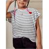 imageSOLY HUX Girls Cute Striped T Shirts Short Sleeve Heart Casual Teen Tee Tops Preppy ClothesGrey Striped