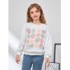 imageSOLY HUX Girls Graphic Print Round Neck Sweatshirt Long Sleeve Drop Shoulder Pullover TopsWhite Graphic