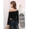 imageSOLY HUX Girls Off Shoulder Long Sleeve Shirts Y2k Asymmetrical Fitted Tee Shirt Crop TopsPure Black