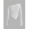 imageSOLY HUX Girls Off Shoulder Long Sleeve Shirts Y2k Asymmetrical Fitted Tee Shirt Crop TopsPure White