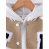 imageSOLY HUX Girls PU Leather Varsity Jacket Color Block Letter Graphic Patchwork Long Sleeve Casual OuterwearKhaki Letter