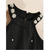 imageSOLY HUX Girls Pearl Halter Dress Sleeveless Ruffle Hem Color Block Cute Birthday Midi DressesBlack and White