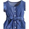 imageSOLY HUX Girls Ruffle Cap Sleeve Dress Crew Neck Button Down Cute Dresses with BeltDark Wash