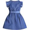 imageSOLY HUX Girls Ruffle Cap Sleeve Dress Crew Neck Button Down Cute Dresses with BeltDark Wash
