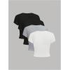 imageSOLY HUX Girls Short Sleeve Shirts 4 Packs Basic TShirts Tight Fitted Summer Tee Crop TopsBlack Grey White