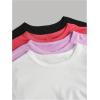 imageSOLY HUX Girls Short Sleeve Shirts 4 Packs Basic TShirts Tight Fitted Summer Tee Crop TopsHot Pink White Black